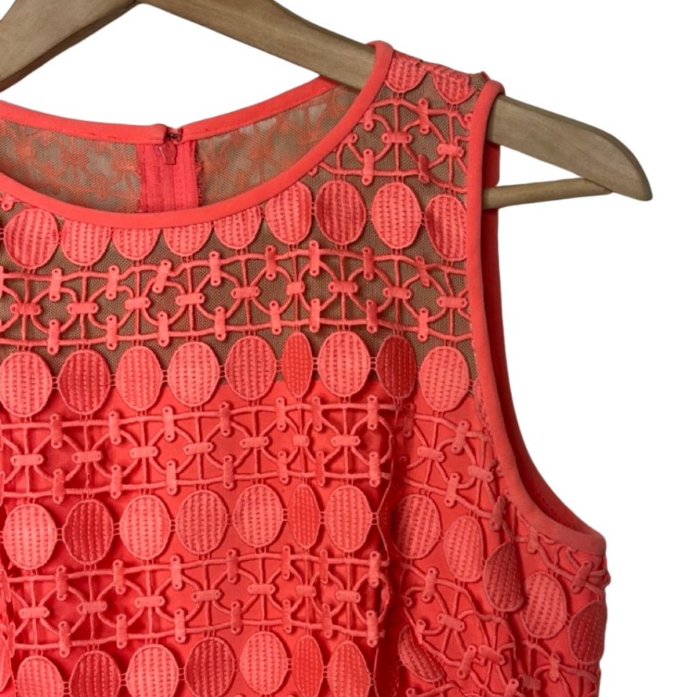 LAUREN RAPLH LAUREN | Sleeveless Coral Calla Lily Lace Mesh Dress | Size 0 - Picture 6 of 13
